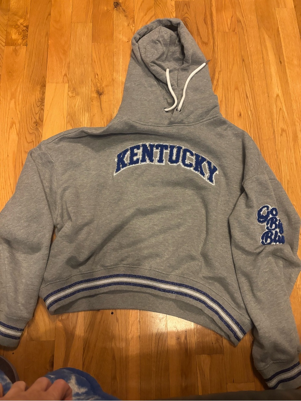 Colosseum Gray Hooded Pullover with Blue Kentucky Applique